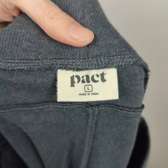 Pact Wide Leg Ankle Pants Womens Large Charcoal Gray 100% Organic Cotton Lounge - Picture 6 of 9